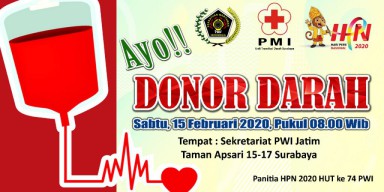 Yuk Ikutan Donor Darah di PWI Jawa Timur