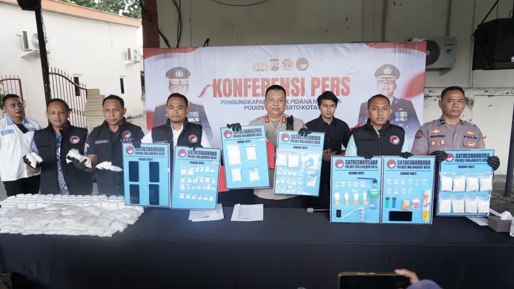 Polres Mojokerto Kota Amankan Barang Bukti Narkoba Senilai 1,1 Miliar