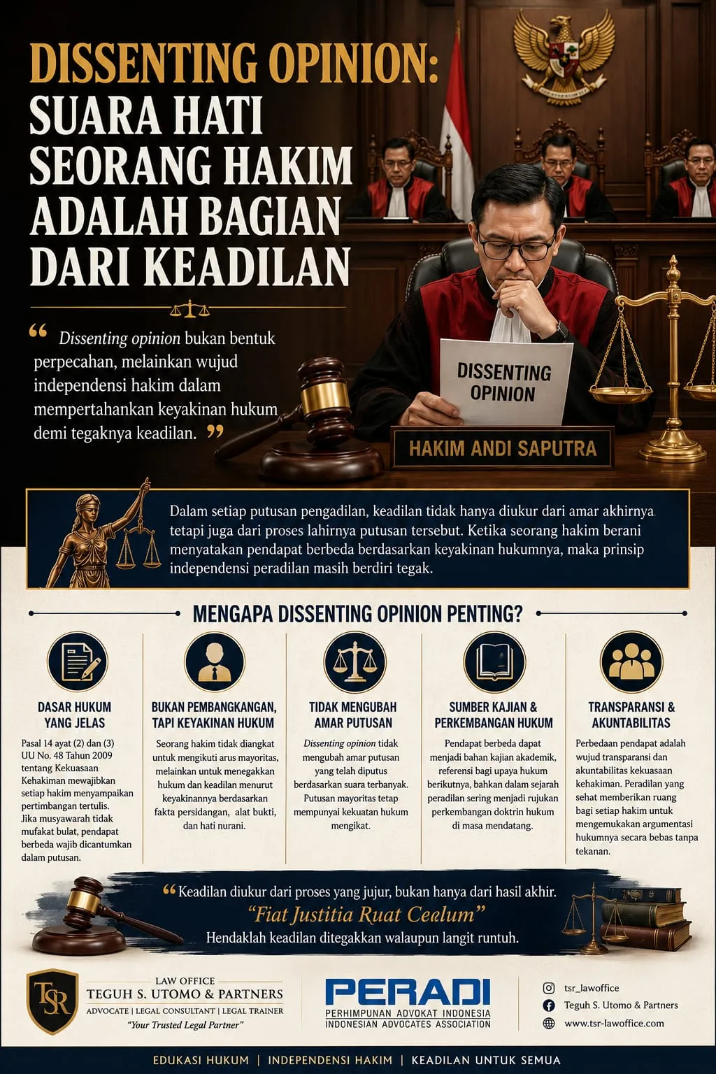 Dissenting Opinion Hakim: Cerminan Independensi Hakim dalam Proses Peradilan Oleh: Dr. Teguh S. Utomo, S.Psi., S.H., M.H