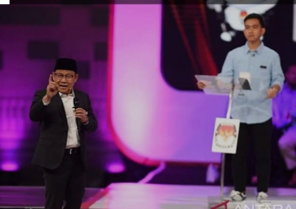 Gibran dan Cak Imin saat debat CAWAPRES yang diselenggarakan KPU