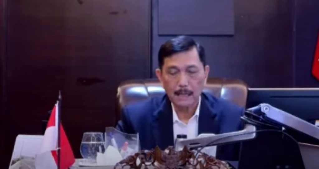 Menteri Koordinator Kemaritiman dan Investasi (Marinvest) Luhut Pandjaitan dalam jumpa pers secara daring, Senin (11/10/2021).