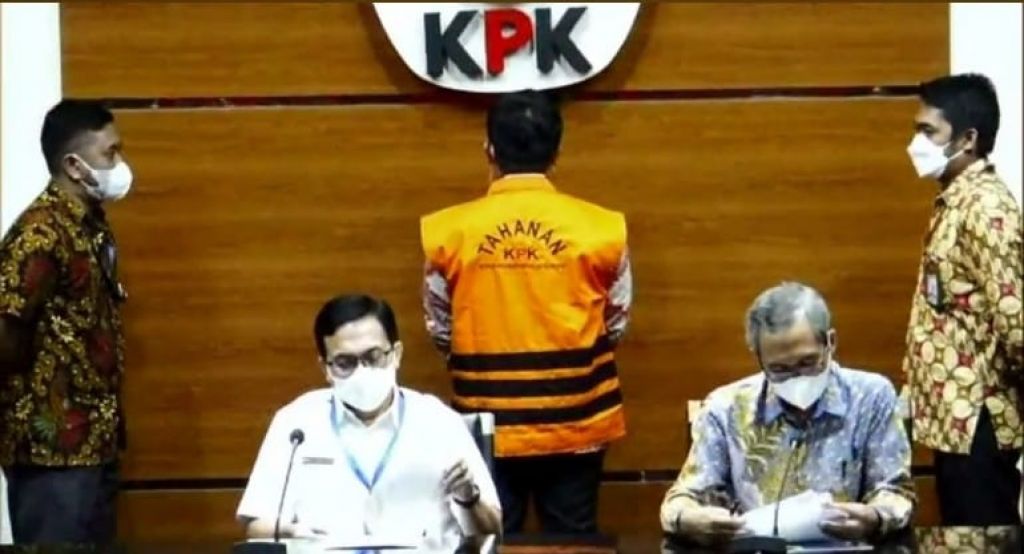 Jumpa pers penahanan Ardian yang digelar KPK, Rabu (2/2/2022).