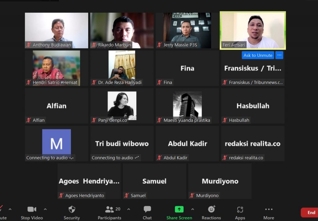 Webinar Political and Public Poilicy Studies (P3S) yang bertajuk Penundaan Pemilu : Cacat Demokrasi dan Ciderai Reformasi“, Sabtu (5/03/2022).