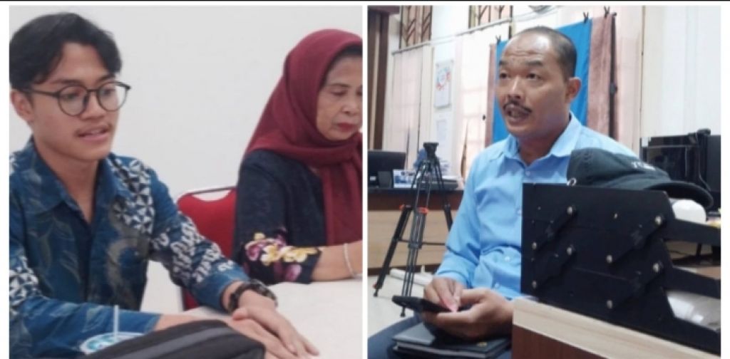 Foto :  Ketua BEM UNY, Farras Raihan, saat melapor ke Perwakilan ORI DIY & Foto : Sekretaris Direktorat Akademik, Kemahasiswaan, dan Alumni UNY, Guntur