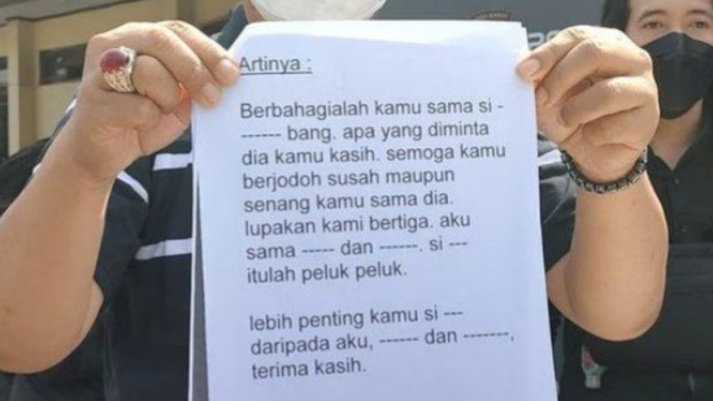 Pesan terakhir Dora sebelum bunuh diri.